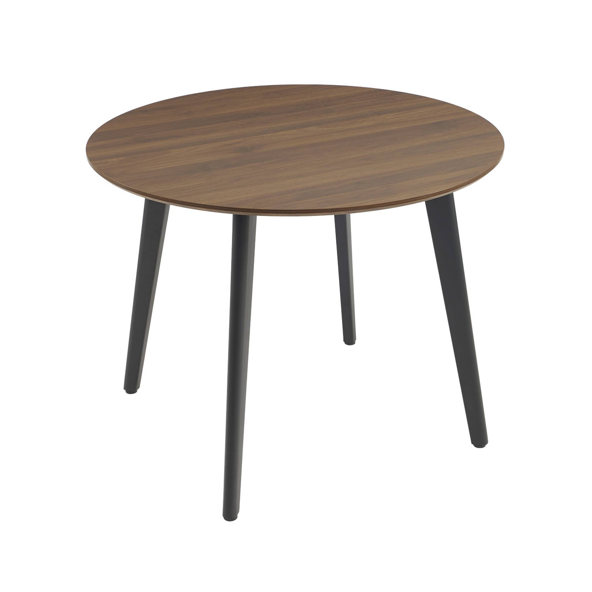 Tavolo da pranzo rotondo effetto legno con gambe in metallo nero 4