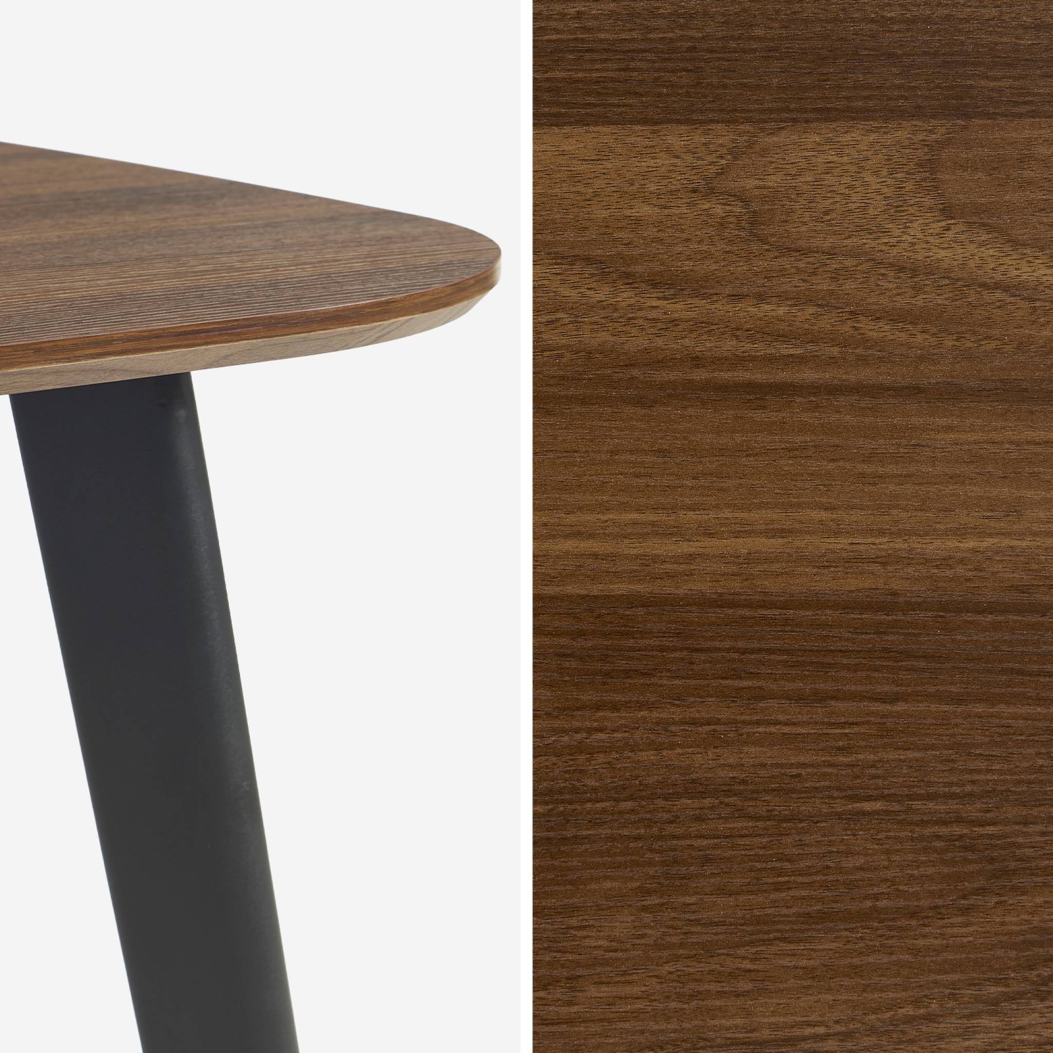 Tavolo da pranzo quadrato effetto legno con gambe in metallo nero 4