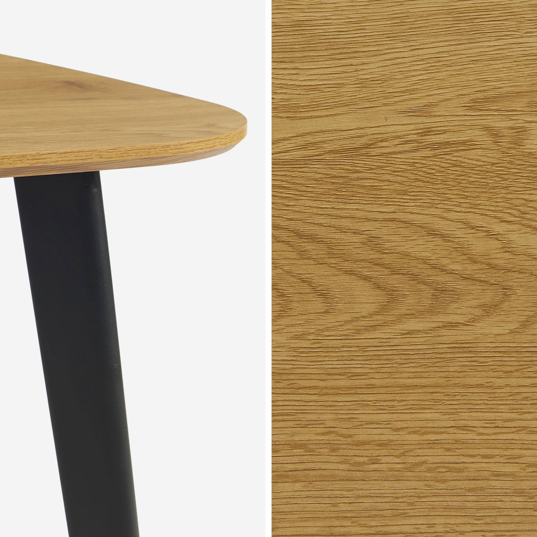 Tavolo da pranzo quadrato effetto legno con gambe in metallo nero 4