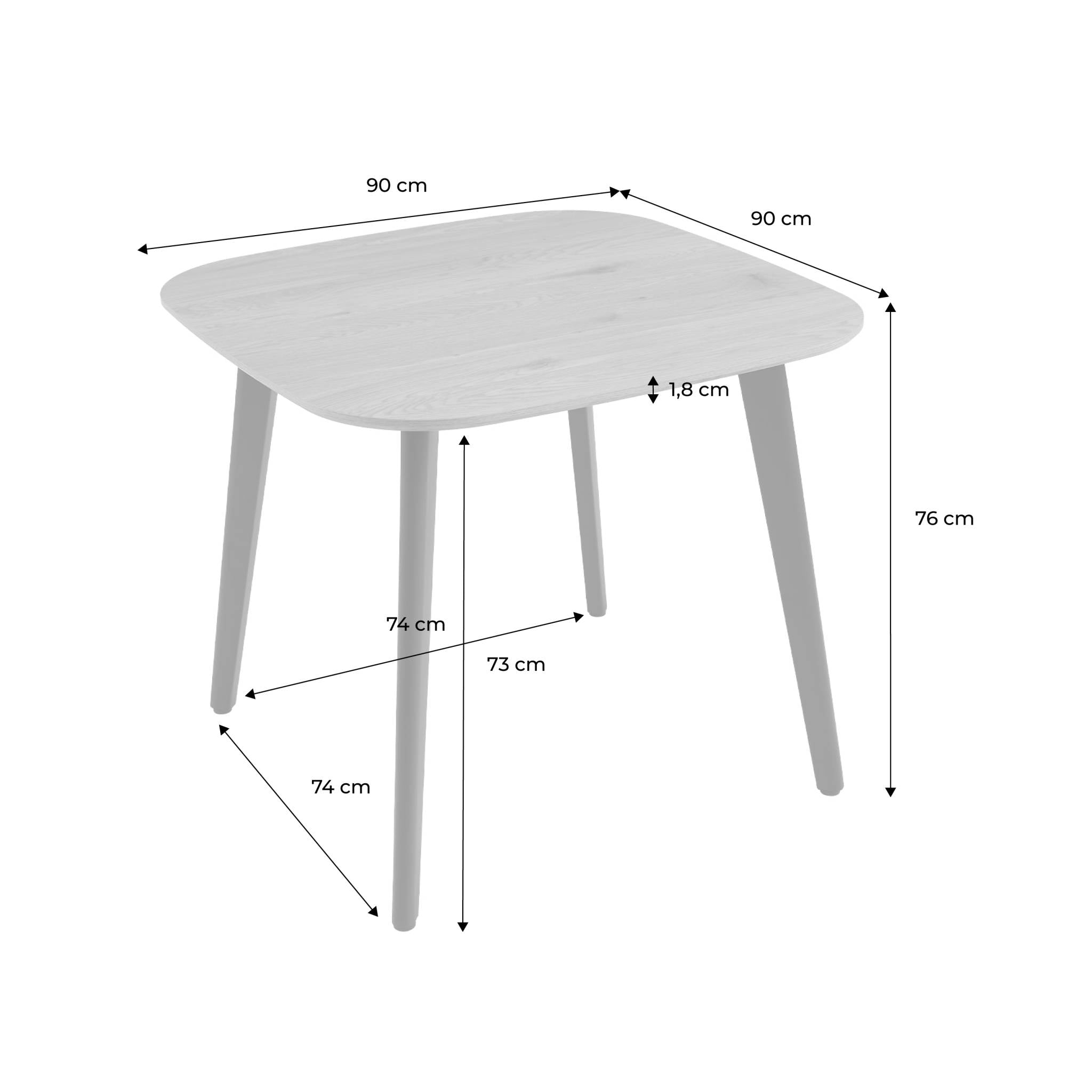 Tavolo da pranzo quadrato effetto legno con gambe in metallo nero 4