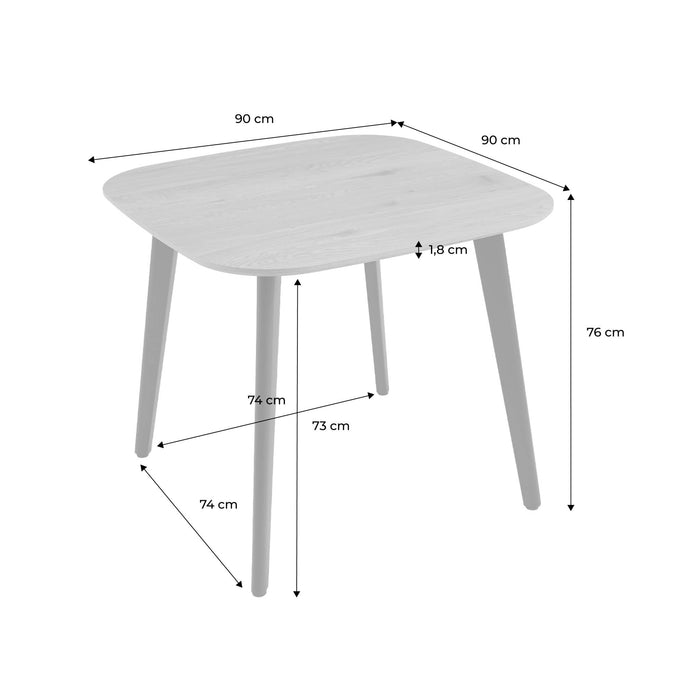 Tavolo da pranzo quadrato effetto legno con gambe in metallo nero 4