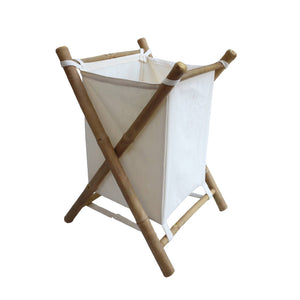 Cesto portabiancheria pieghevole in bambù e tessuto, marrone naturale