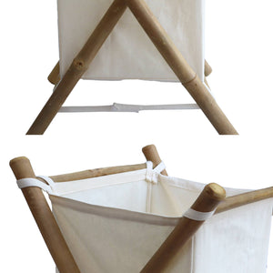 Cesto portabiancheria pieghevole in bambù e tessuto, marrone naturale