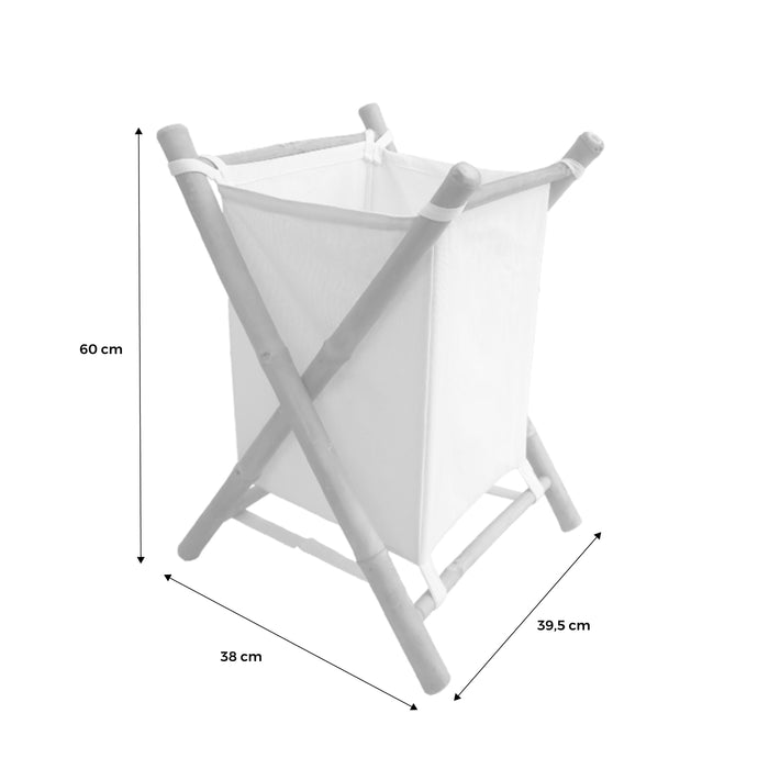 Cesto portabiancheria pieghevole in bambù e tessuto, marrone naturale