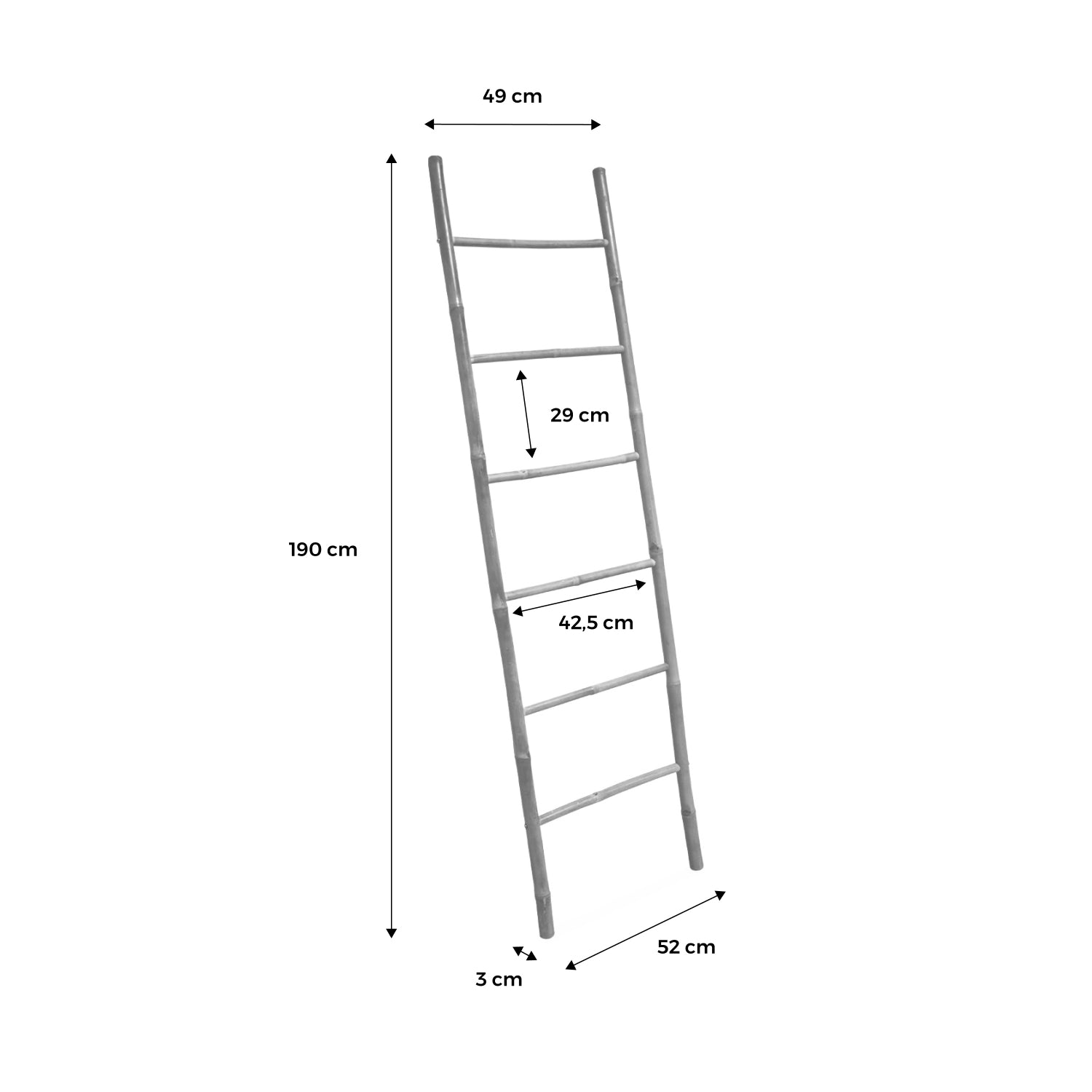 Scala decorativa in bambù con 6 montanti, marrone naturale