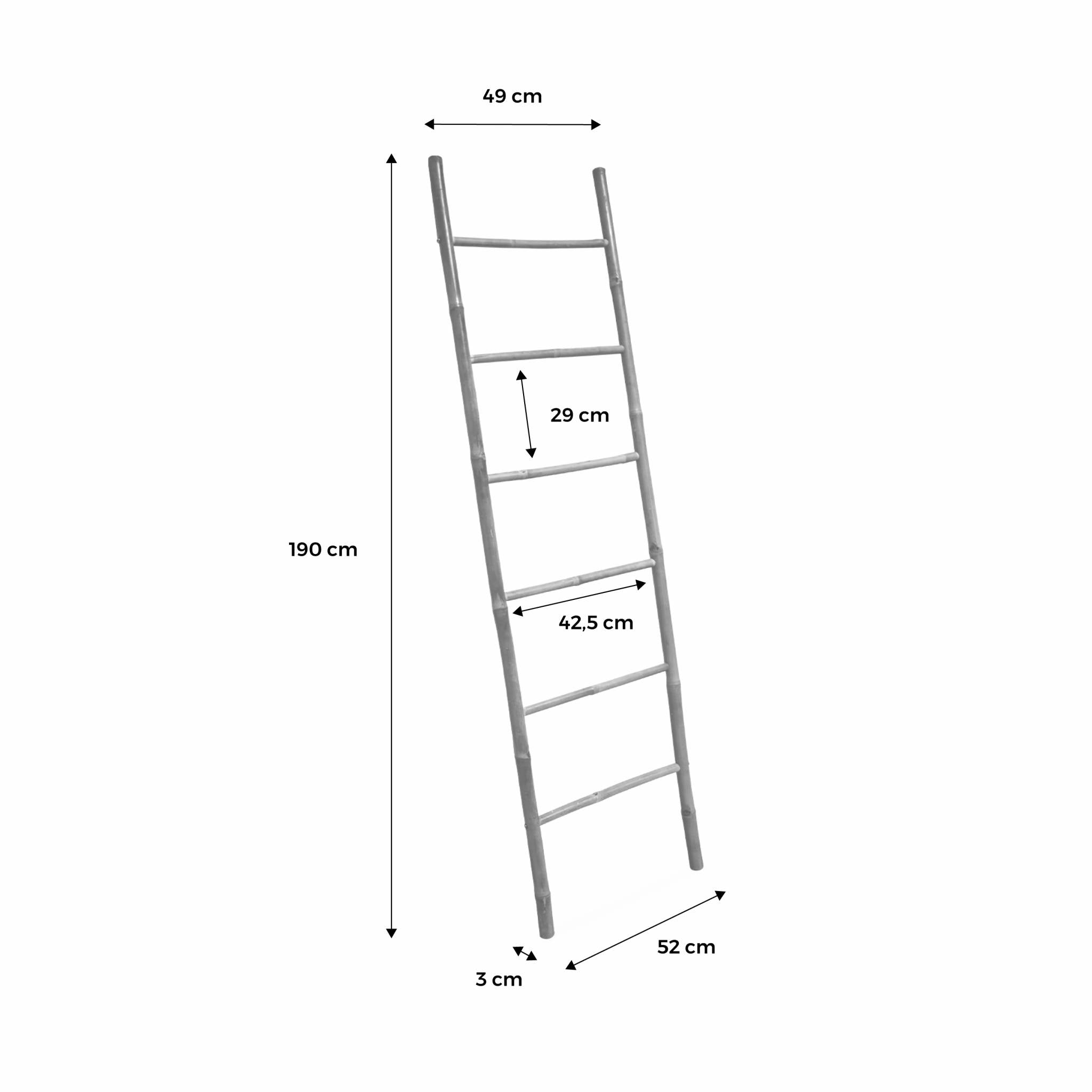Scala decorativa in bambù con 6 montanti, marrone naturale