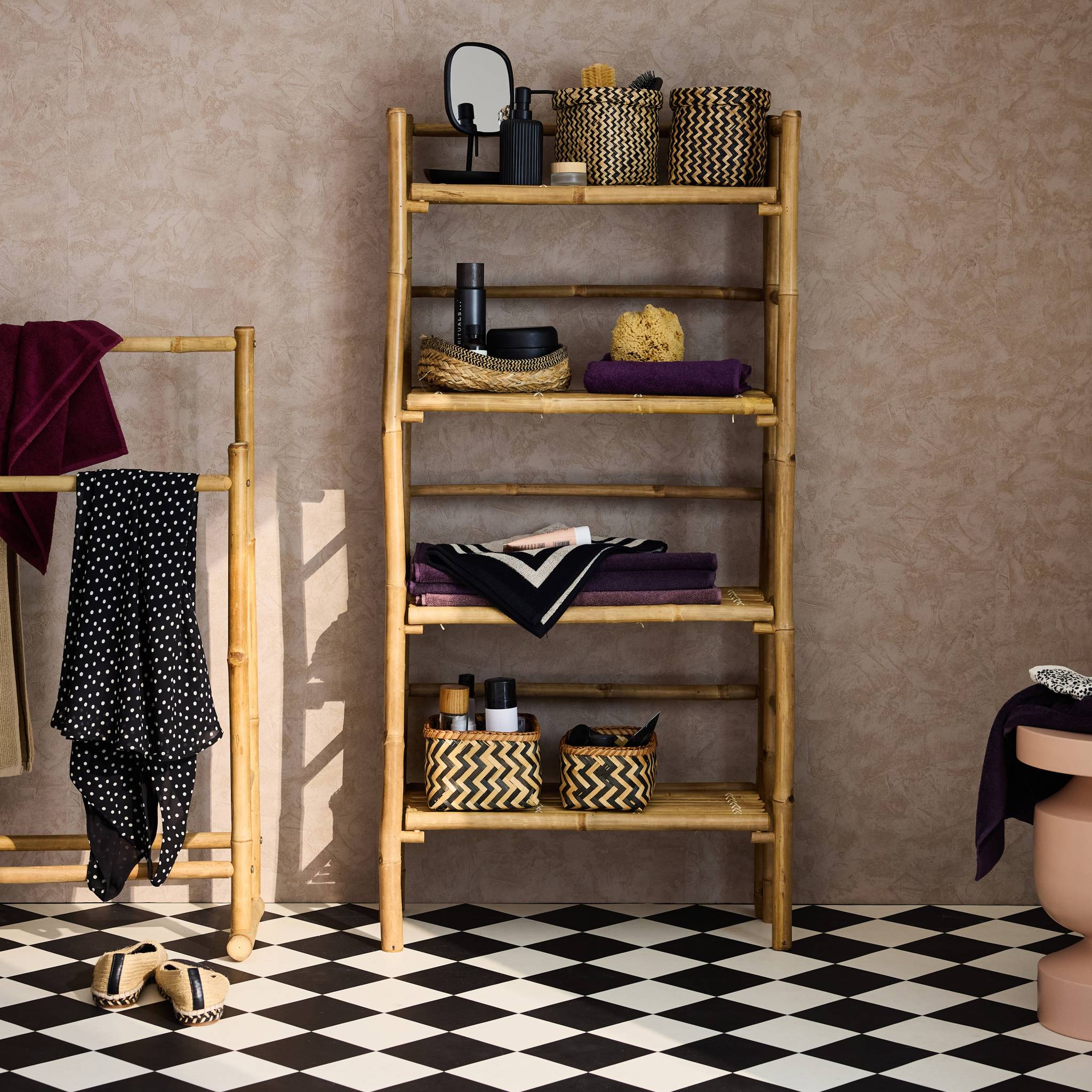 Scaffale in bambù a 4 livelli, marrone naturale