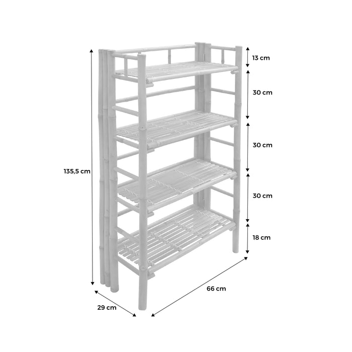 Scaffale in bambù a 4 livelli, marrone naturale