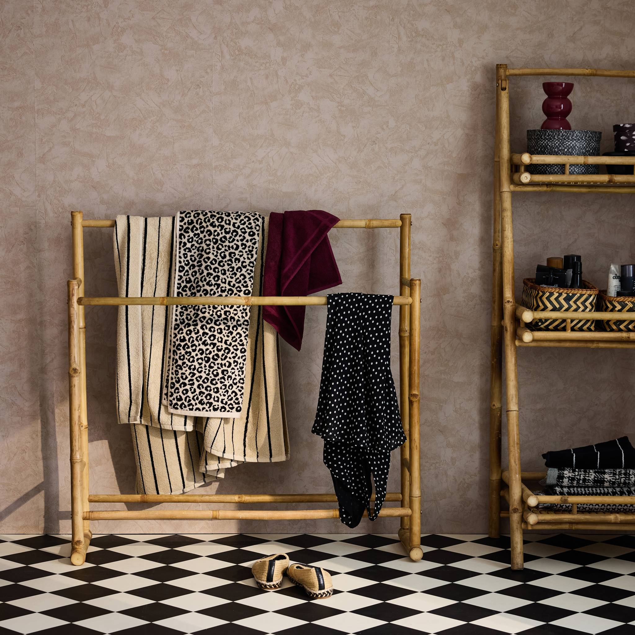 Portasciugamani doppio in bambù, marrone naturale