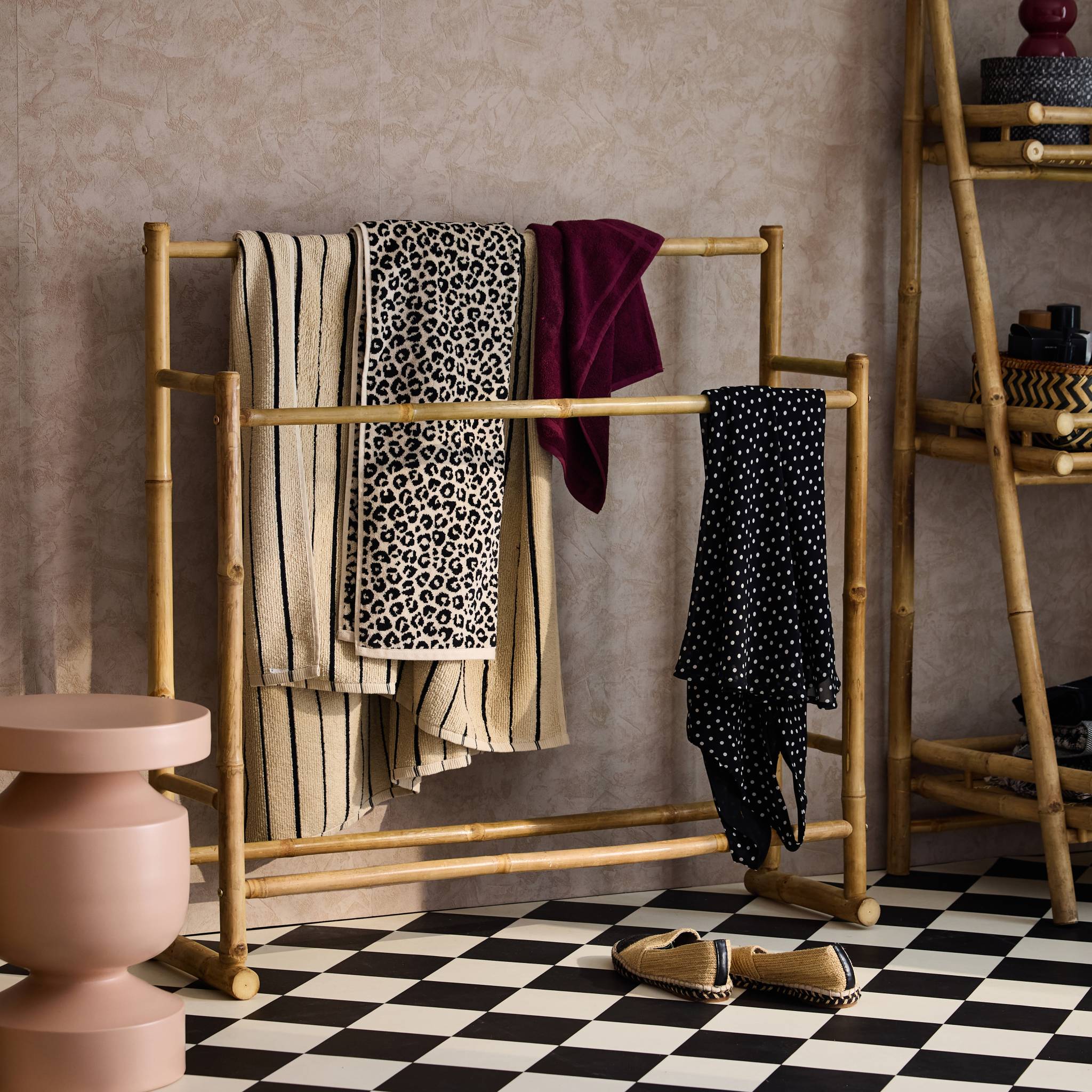 Portasciugamani doppio in bambù, marrone naturale