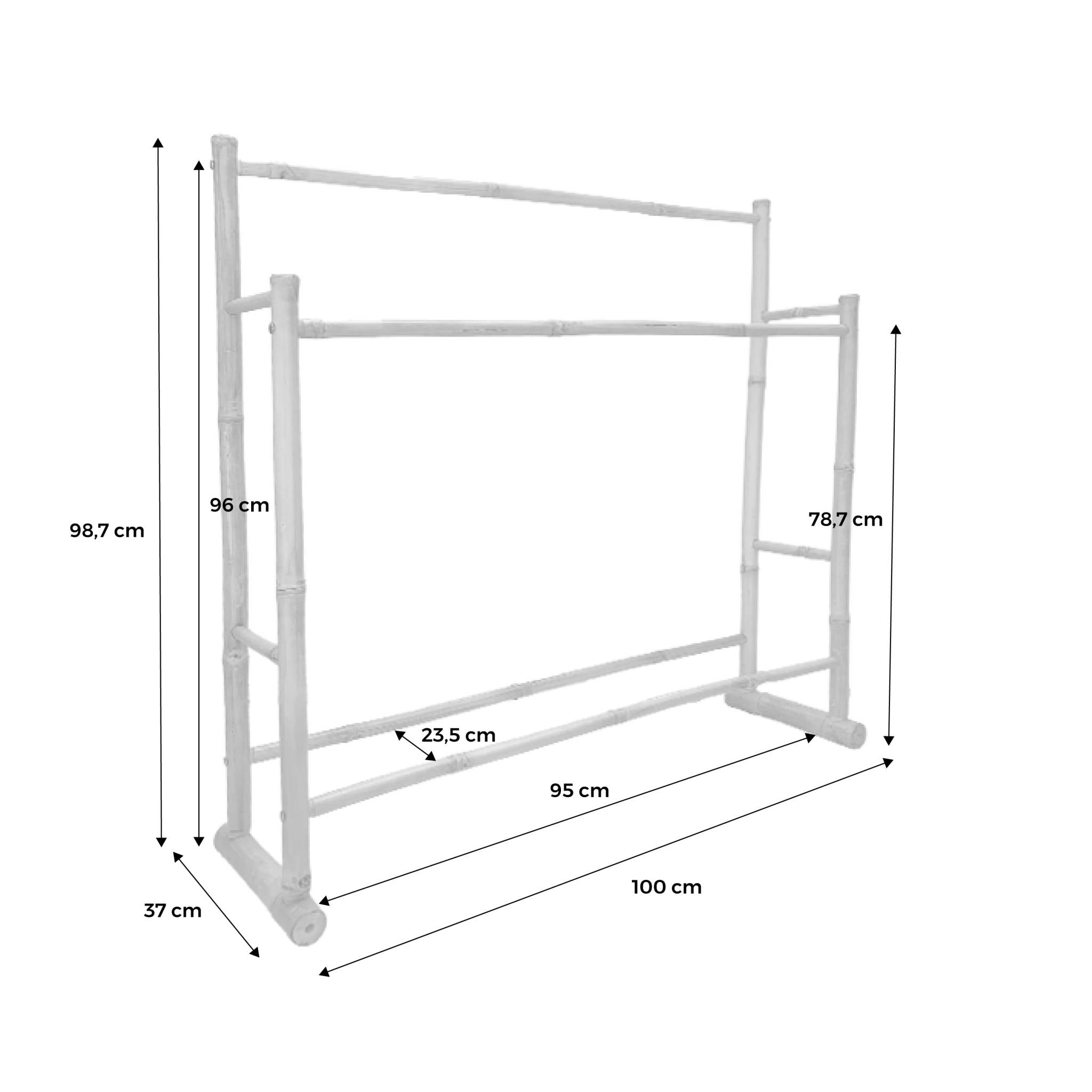 Portasciugamani doppio in bambù, marrone naturale