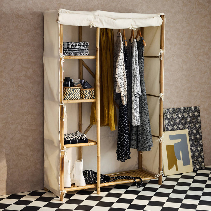 Armadio in bambù, 3 ripiani, marrone naturale