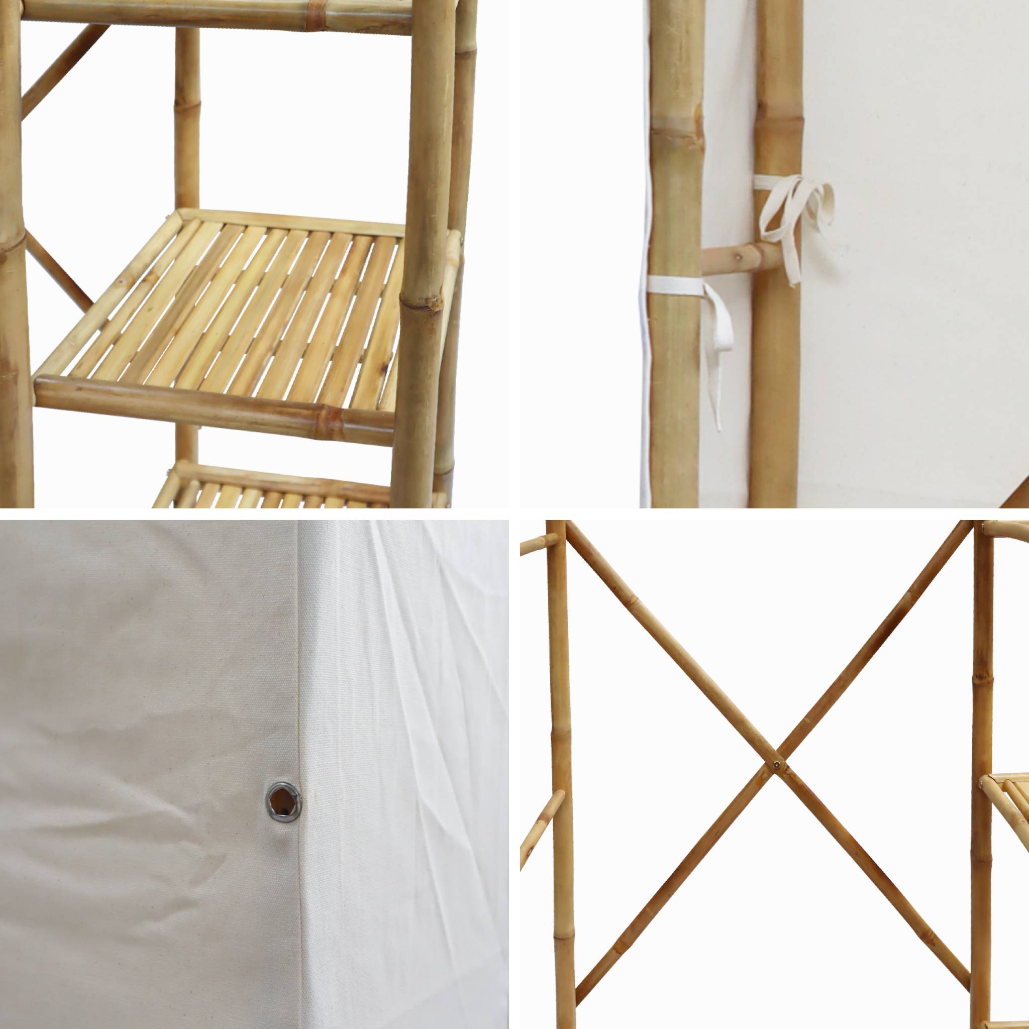 Armadio in bambù, 3 ripiani, marrone naturale