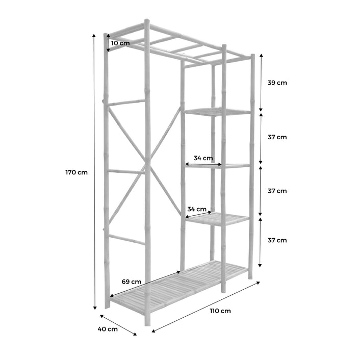 Armadio in bambù, 3 ripiani, marrone naturale