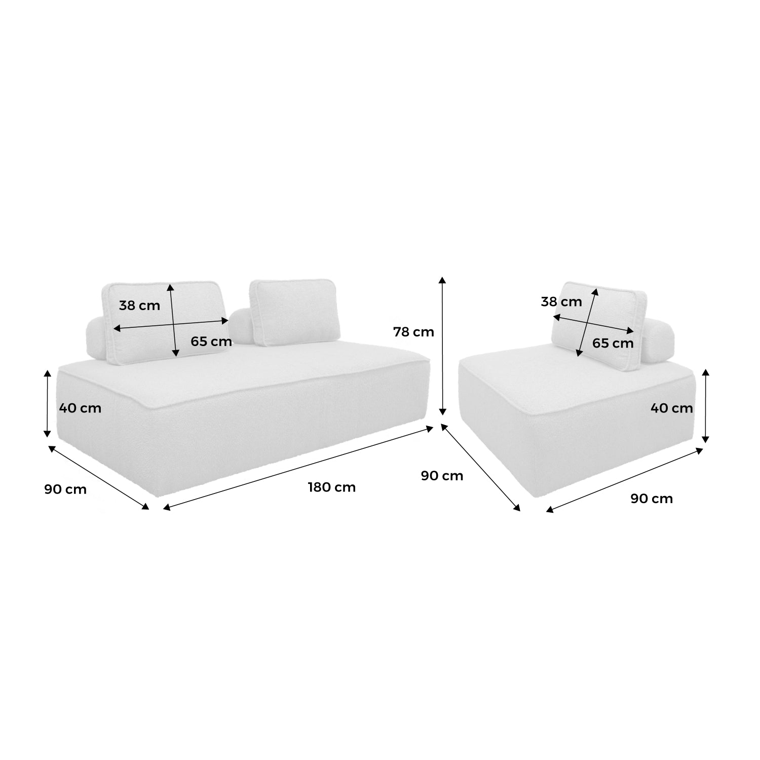 Divano modulare in bouclé, 3 posti, verde kaki