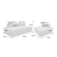 Divano modulare in bouclé, 3 posti, verde kaki