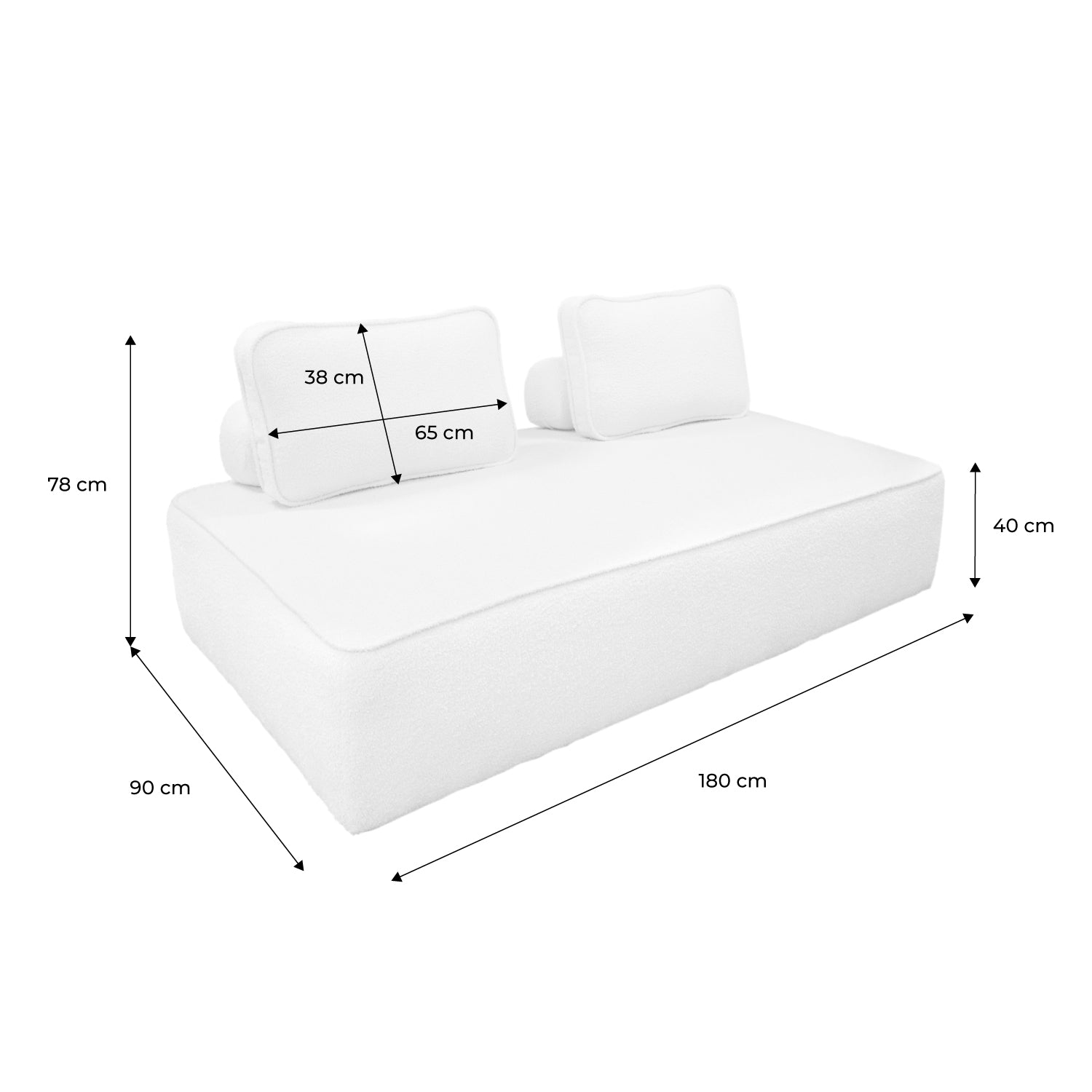 Poltrona per divano modulare bouclé 2 posti, beige