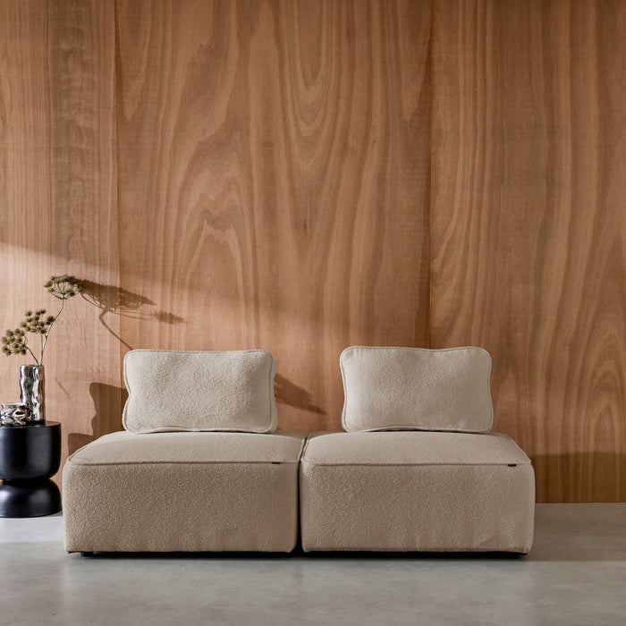 Divano modulare in bouclé, 2 posti, beige