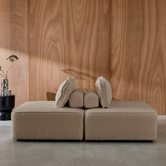 Divano modulare in bouclé, 2 posti, beige