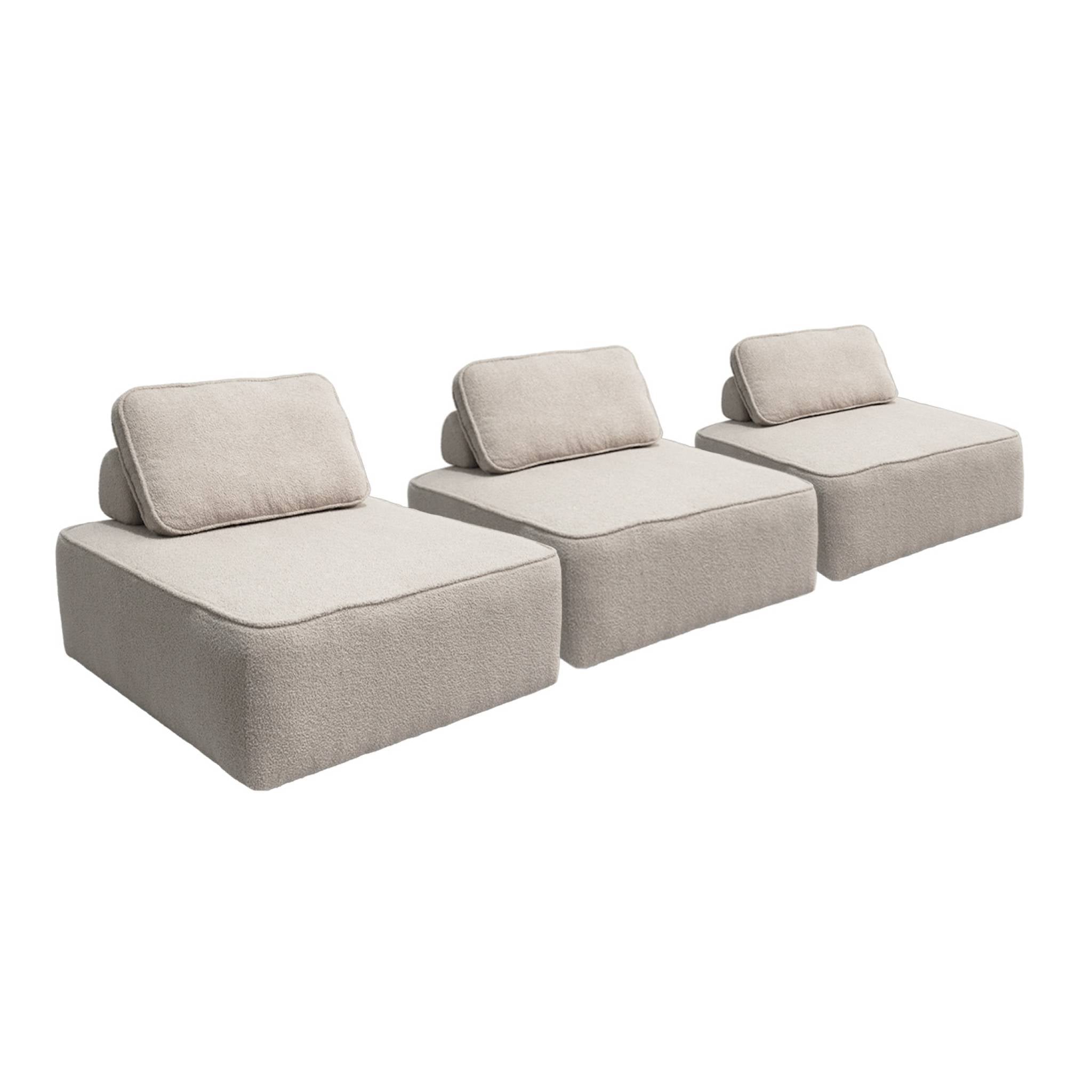 Divano modulare in bouclé, 3 posti, beige