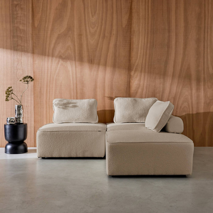 Divano modulare in bouclé, 3 posti, beige