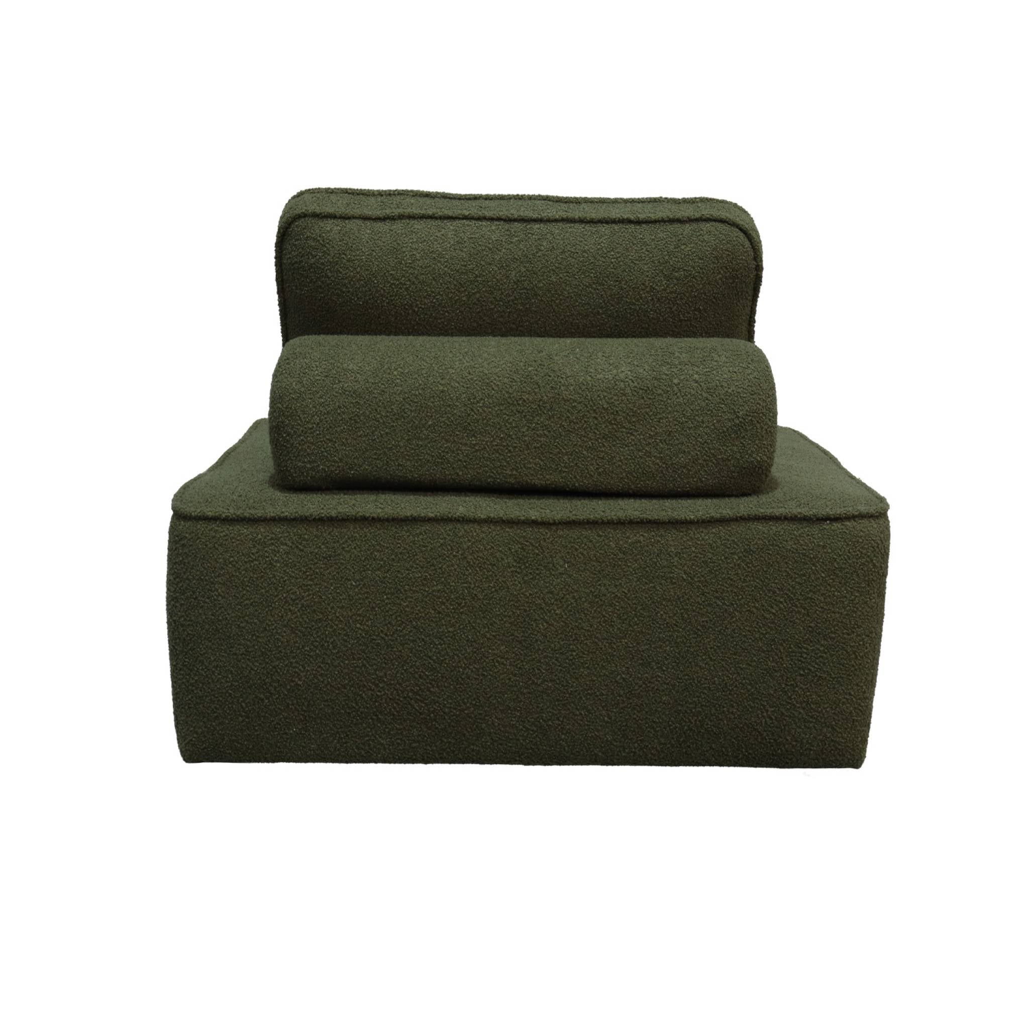 Poltrona per divano modulare in bouclé, 1 posto , verde kaki