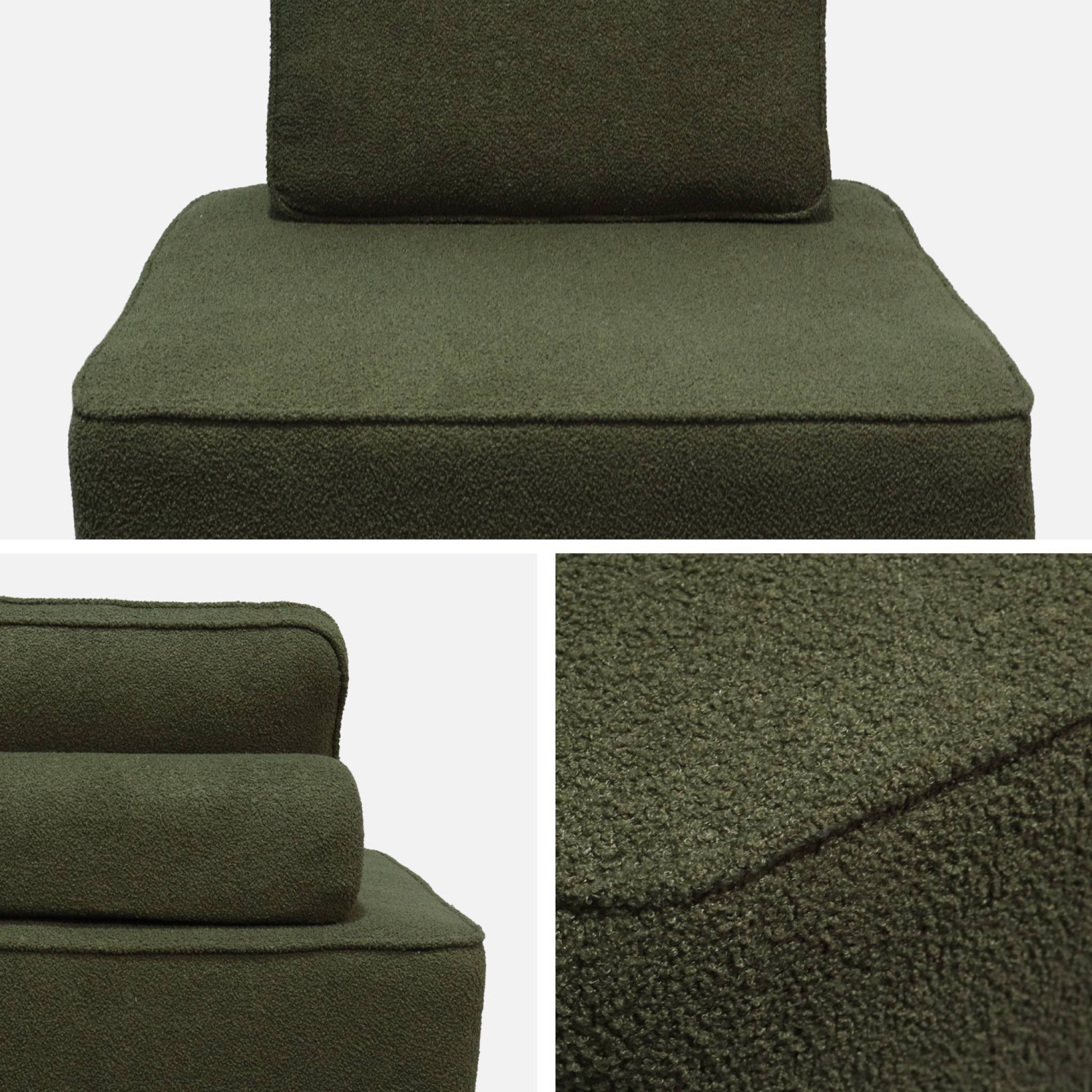 Poltrona per divano modulare in bouclé, 1 posto , verde kaki