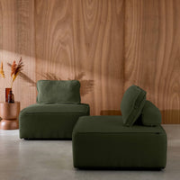 Divano modulare in bouclé, 2 posti, verde kaki