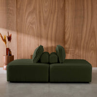 Divano modulare in bouclé, 2 posti, verde kaki