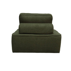 Divano modulare in bouclé, 2 posti, verde kaki