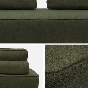 Divano modulare in bouclé, 4 posti, verde kaki