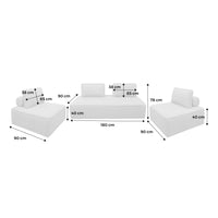 Divano modulare in bouclé, 4 posti, verde kaki