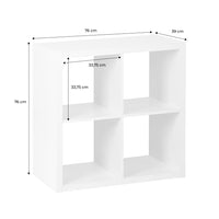 Libreria cubica, 2 livelli, 4 vani, bianco