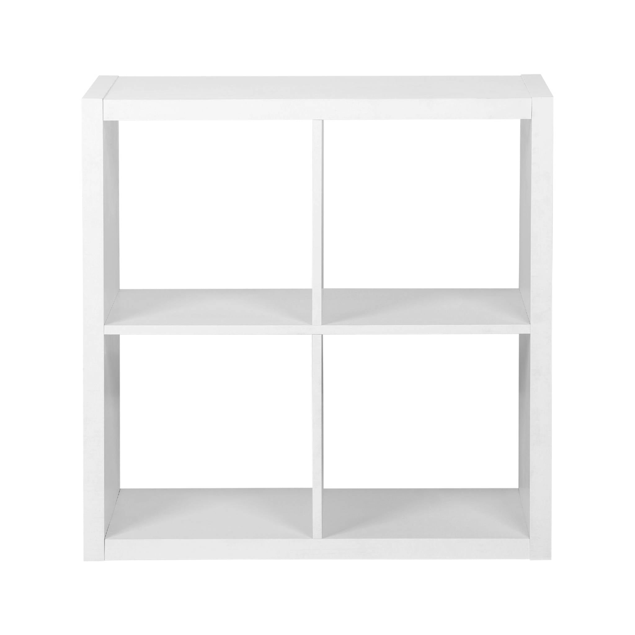 Libreria cubica, 2 livelli, 4 vani, bianco