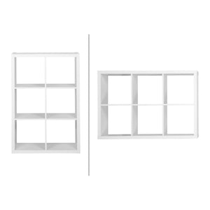 Libreria a 2 livelli con 6 scomparti, bianco