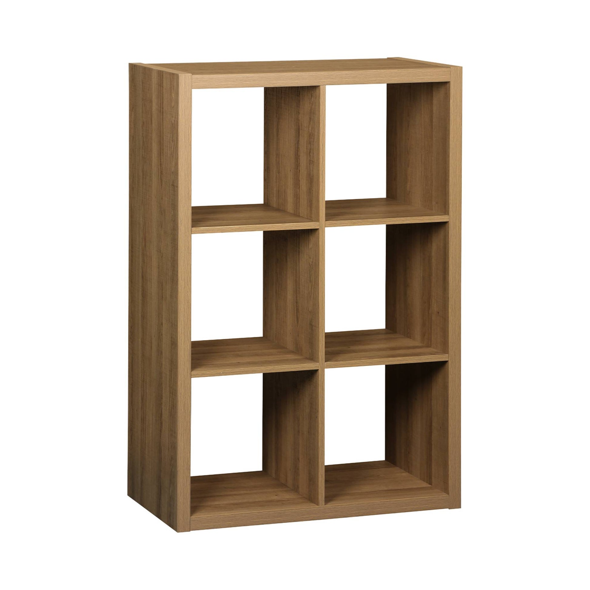 Libreria a 2 livelli con 6 scomparti, albero di mango