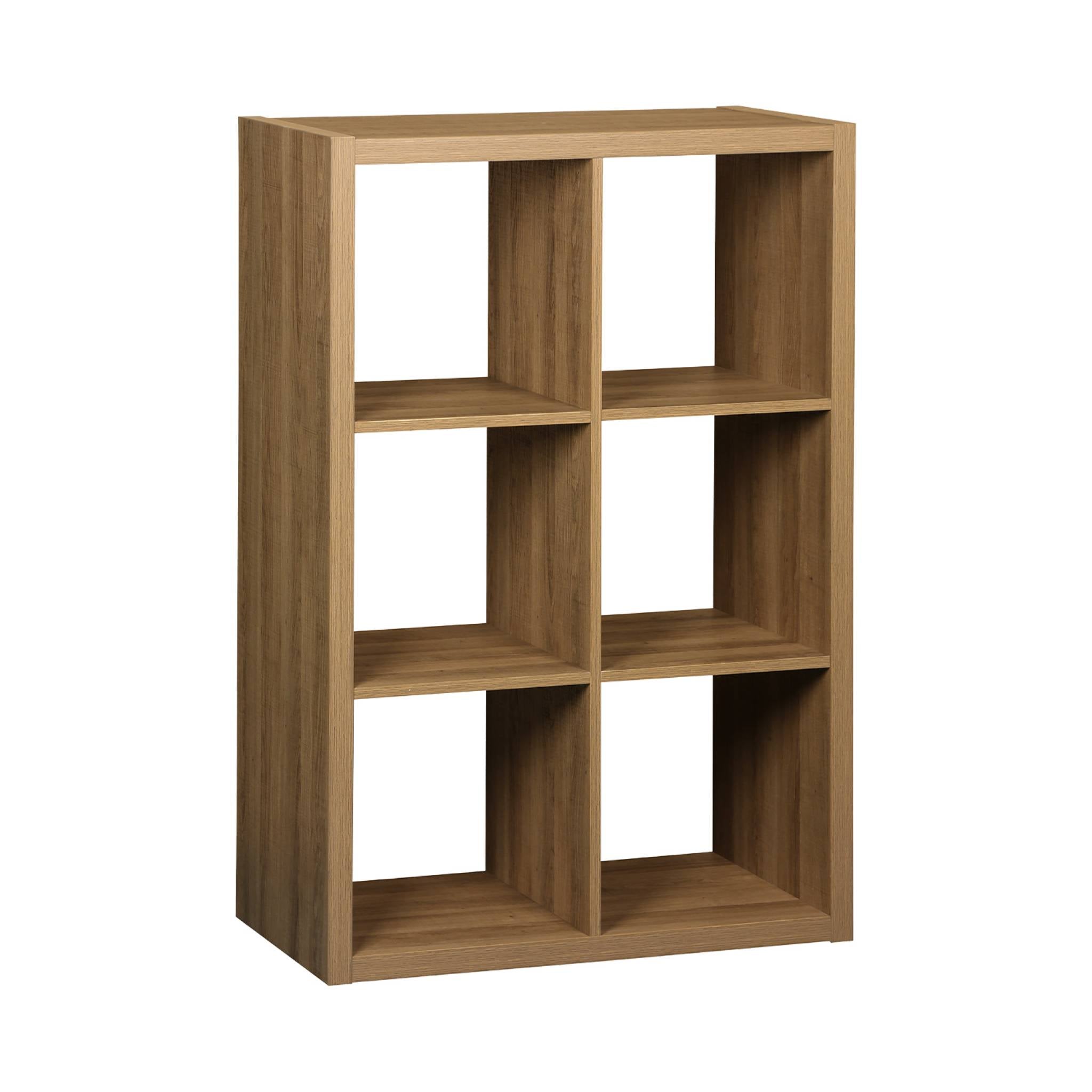 Libreria a 2 livelli con 6 scomparti, albero di mango