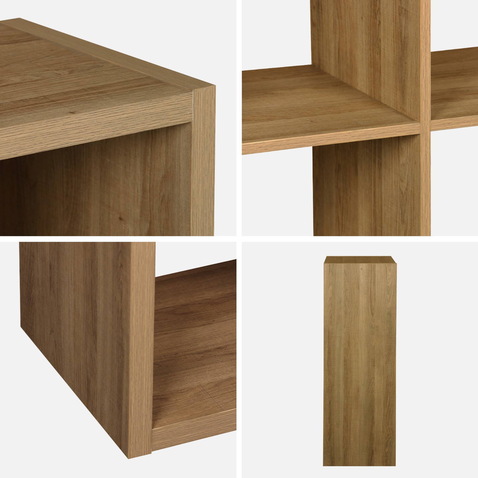 Libreria a 2 livelli con 6 scomparti, albero di mango