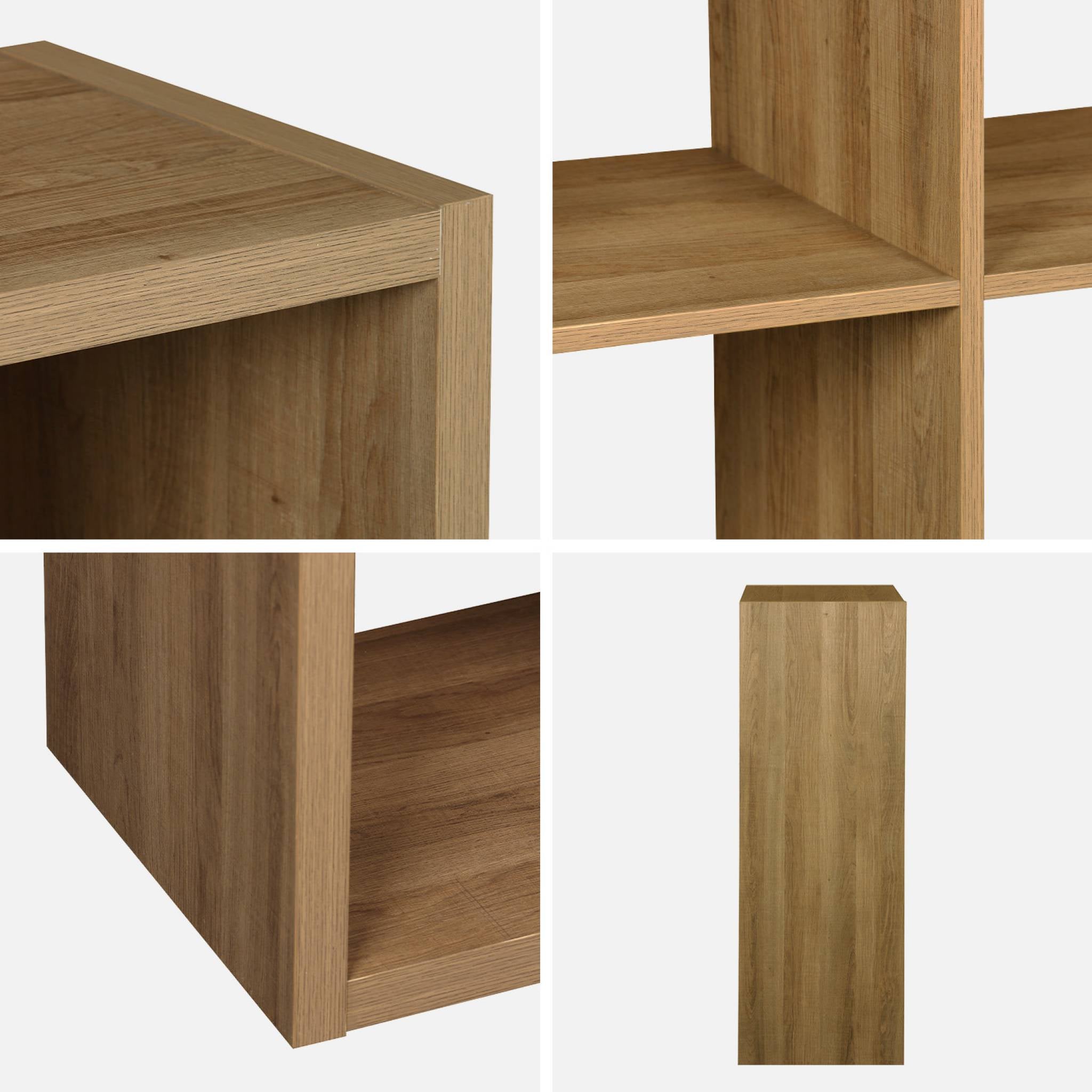Libreria a 2 livelli con 6 scomparti, albero di mango