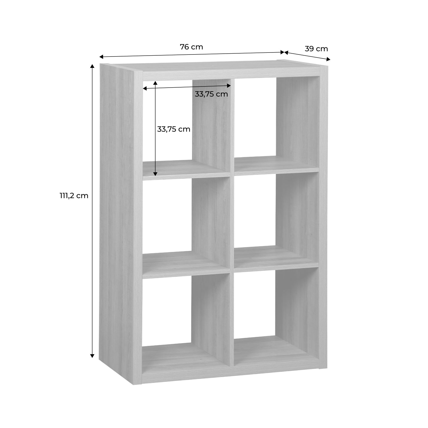 Libreria a 2 livelli con 6 scomparti, albero di mango