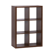 Libreria a 2 livelli con 6 scomparti, marrone