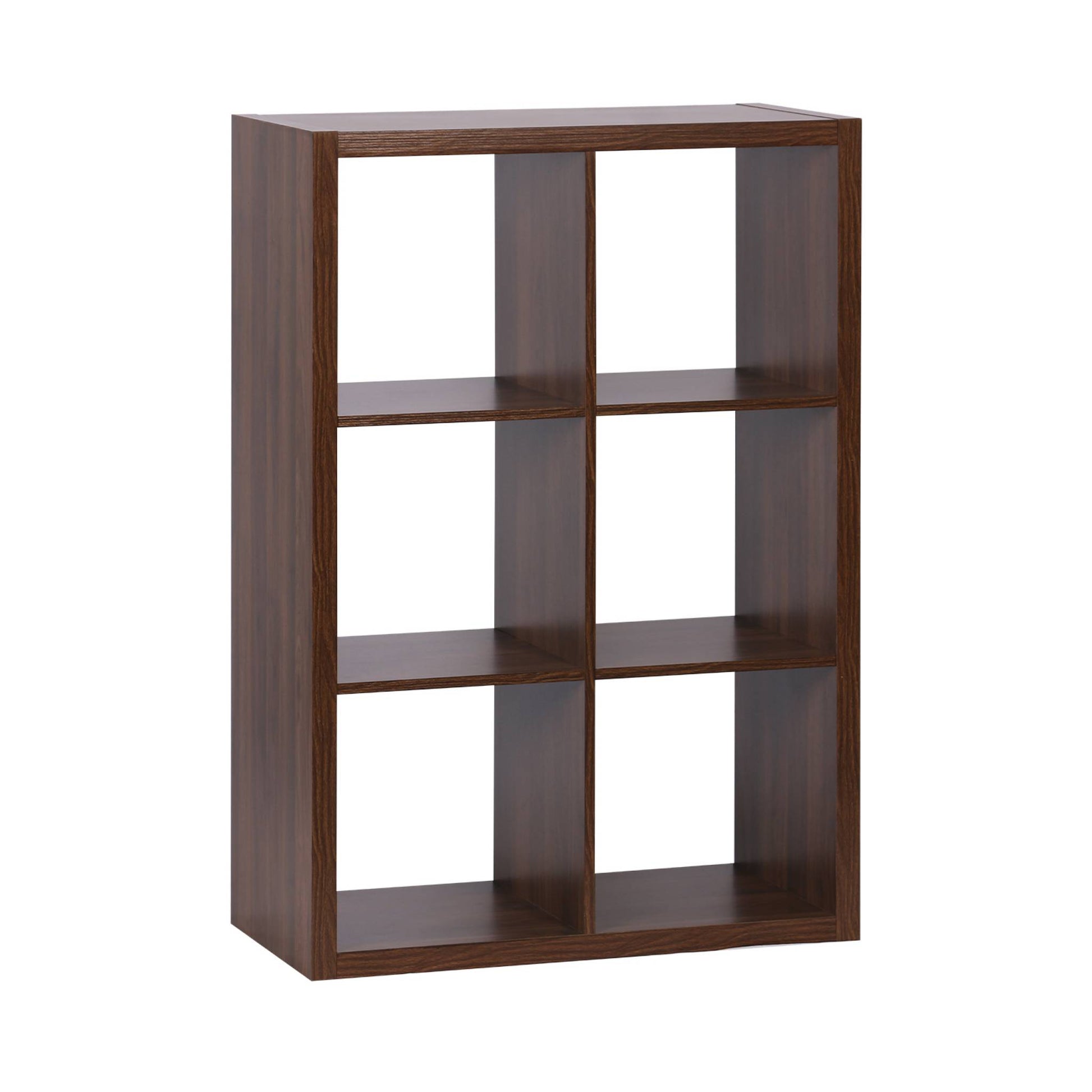 Libreria a 2 livelli con 6 scomparti, marrone