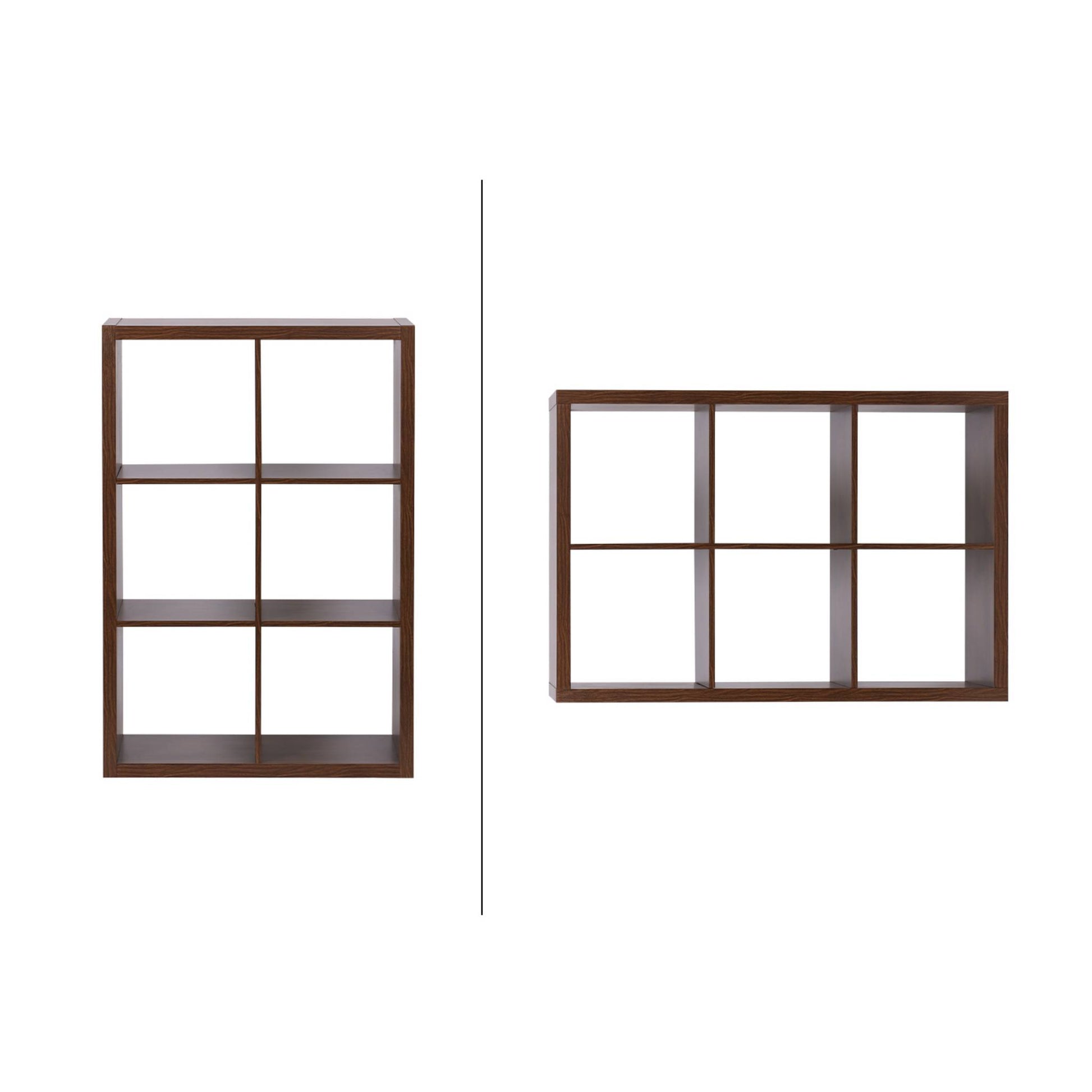 Libreria a 2 livelli con 6 scomparti, marrone