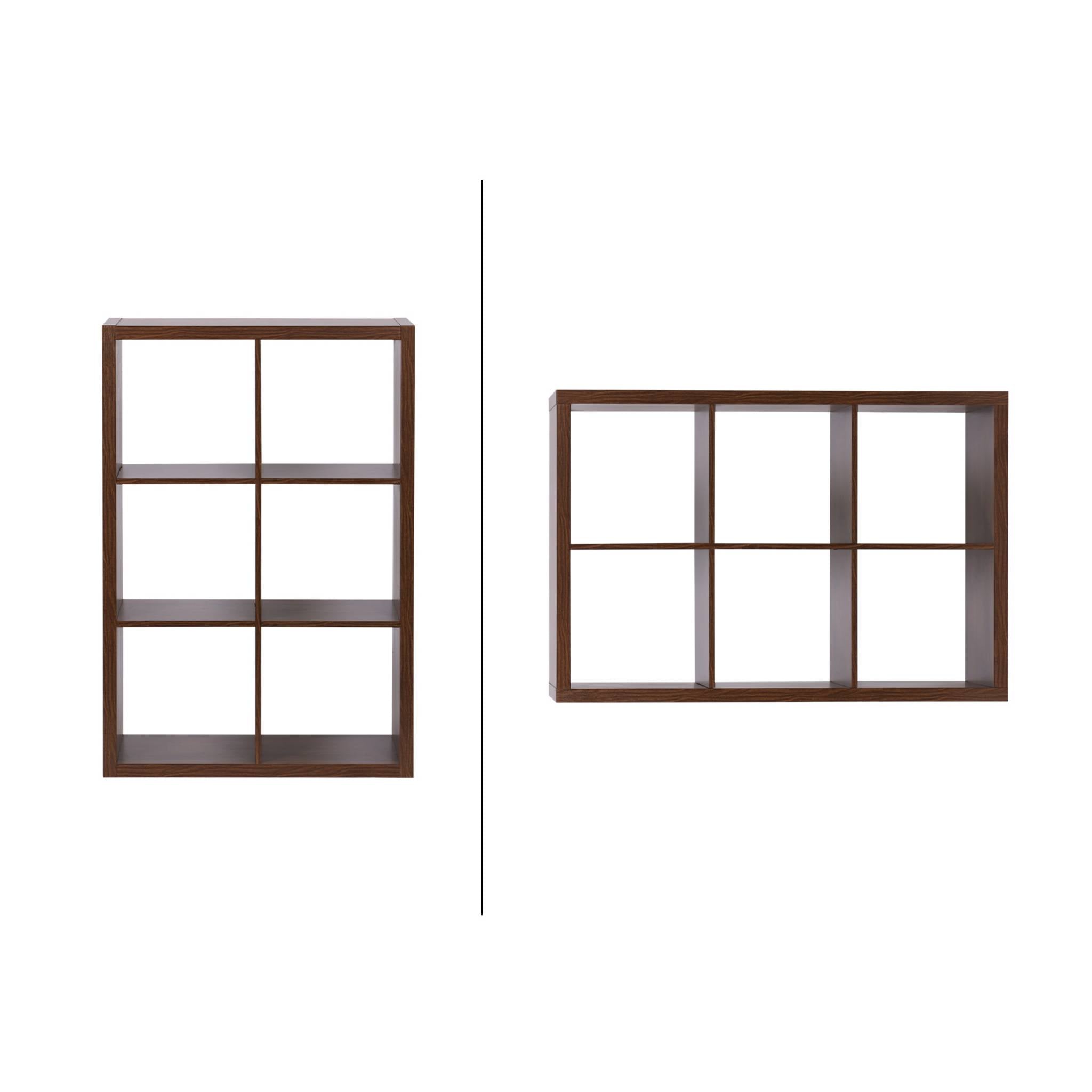 Libreria a 2 livelli con 6 scomparti, marrone