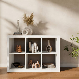 Libreria a 2 livelli con 6 scomparti, bianco