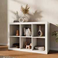 Libreria a 2 livelli con 6 scomparti, bianco