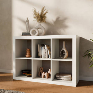 Libreria a 2 livelli con 6 scomparti, bianco