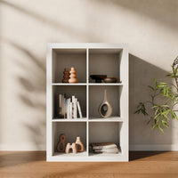 Libreria a 2 livelli con 6 scomparti, bianco