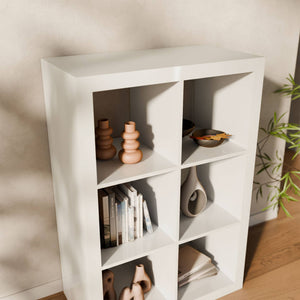 Libreria a 2 livelli con 6 scomparti, bianco