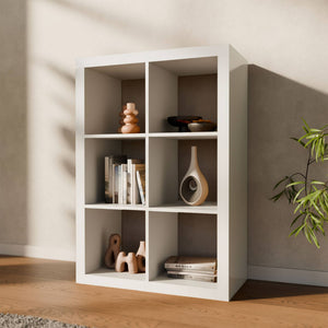 Libreria a 2 livelli con 6 scomparti, bianco